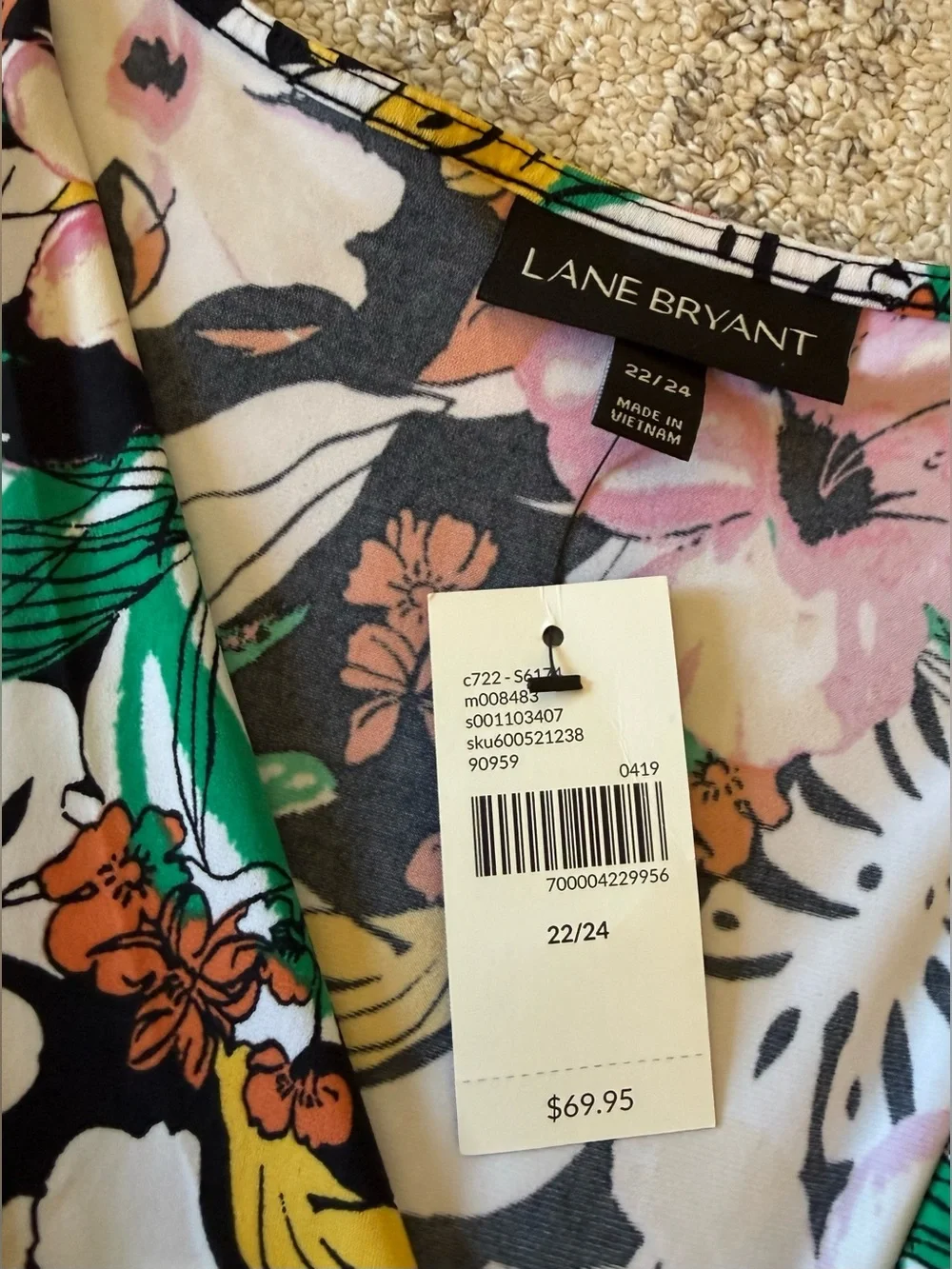 NWT Lane Bryant Floral Faux Wrap Dress Tie Waist Sz 22/24 - Picture 10 of 14
